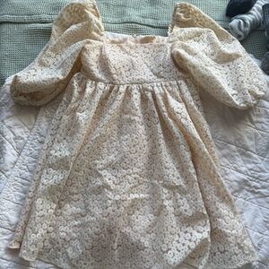 Storia Ivory Lace Dress with Puff Sleeves